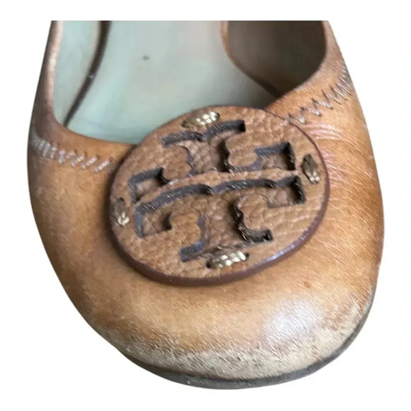 Tory Burch Brown Minnie Travel Ballet Flats Women’s Slippers Soft Napa Leather - Picture 8 of 13